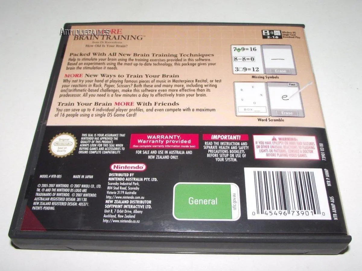 More Brain Training Nintendo Ds 2Ds 3Ds Game *No Manual* (Pre-Owned) 2