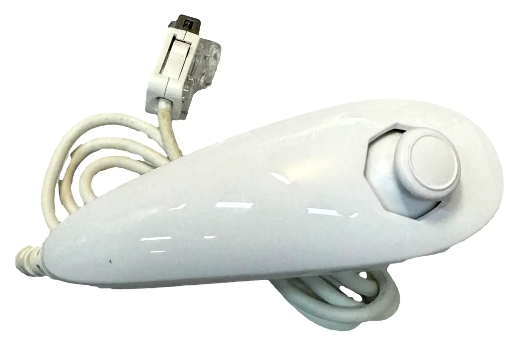 Genuine Nintendo White Wii Nunchuck Remote (Rvl 004) Num Chuck (New Thumbsticks) 1