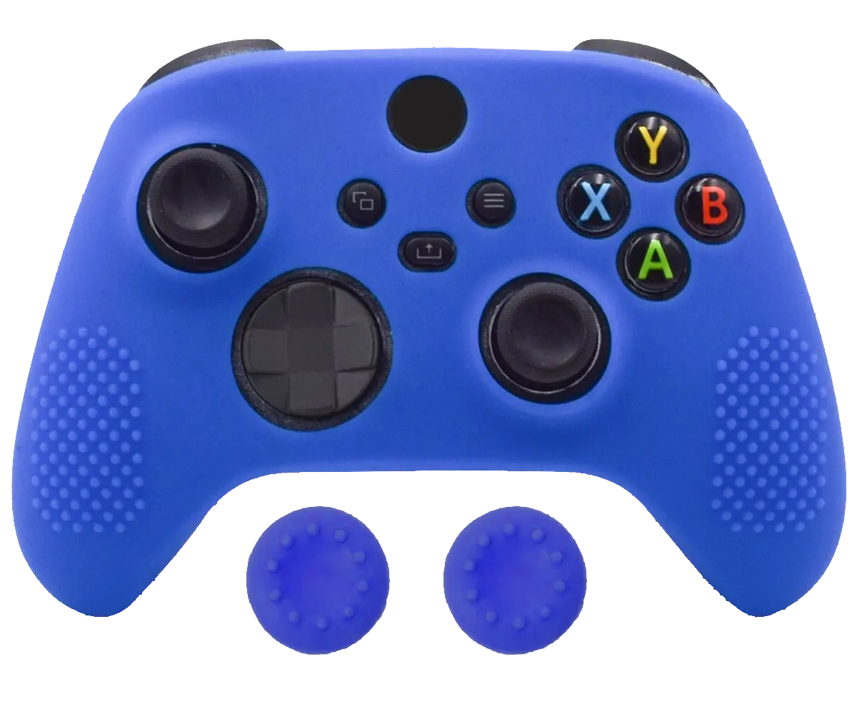 Silicone Cover + Thumb Grips For Xbox Series X Controller Case Skin  Blue 1