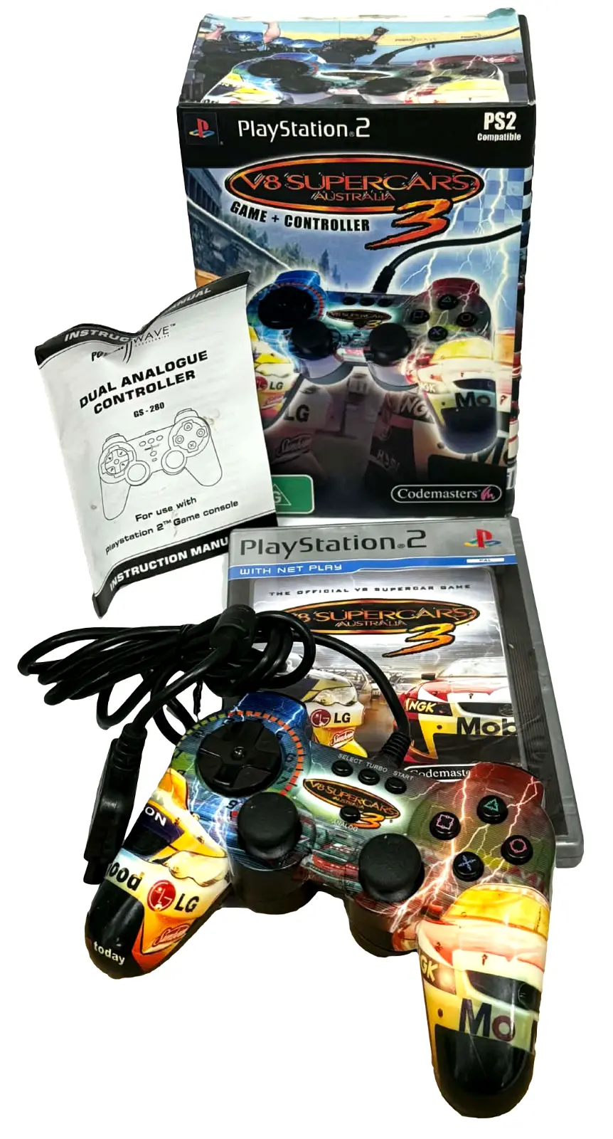 Big Box V8 Supercars Australia 3 Ps2 Pal *Complete With Controller* (Preowned) 1