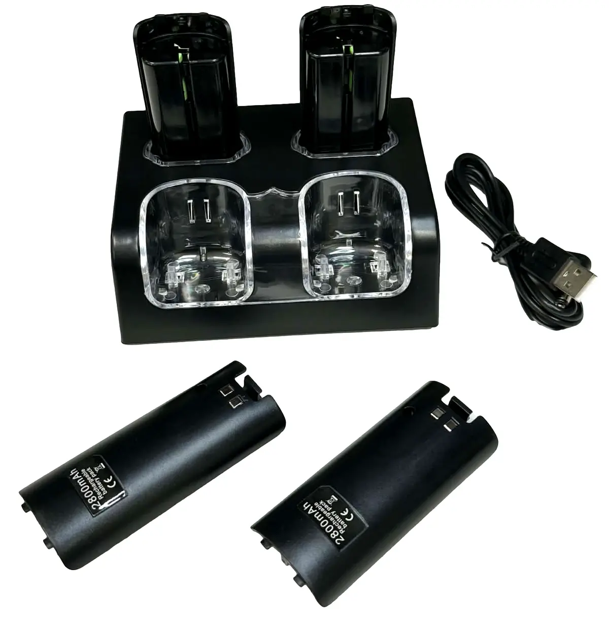 4 In 1 Dual Controller Charging Station Dock Set For Nintendo Wii  Black Battery 1