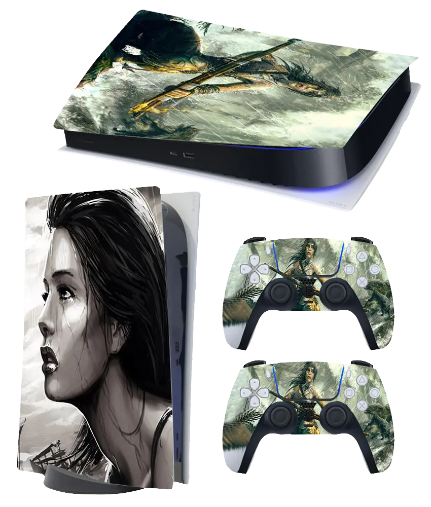 1St Edition Ps5 Themed Decal Sticker Wrap For Disc Edition Console - Tomb Raider 1