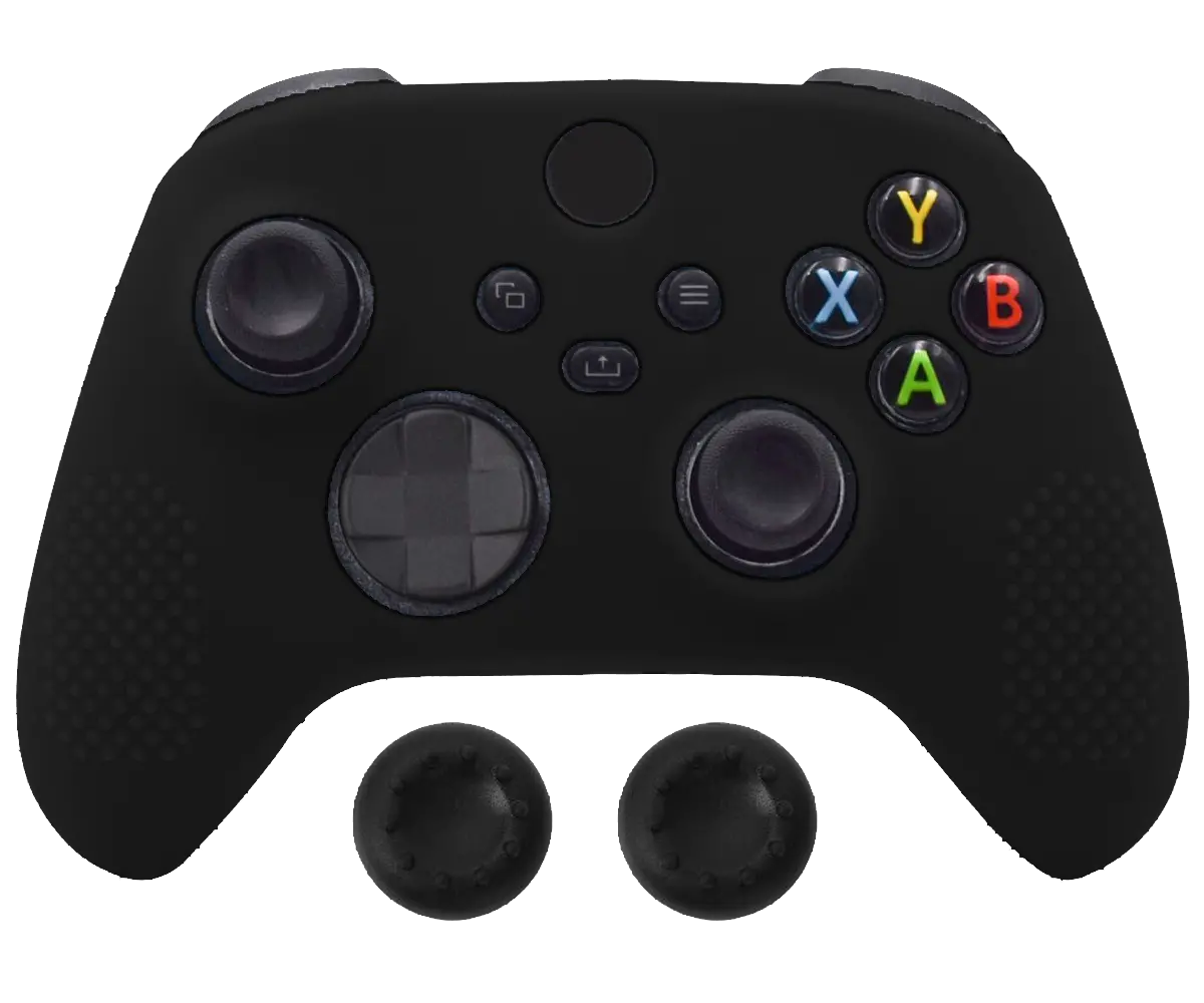 Silicone Cover + Thumb Grips For Xbox Series X Controller Case Skin  Black 1