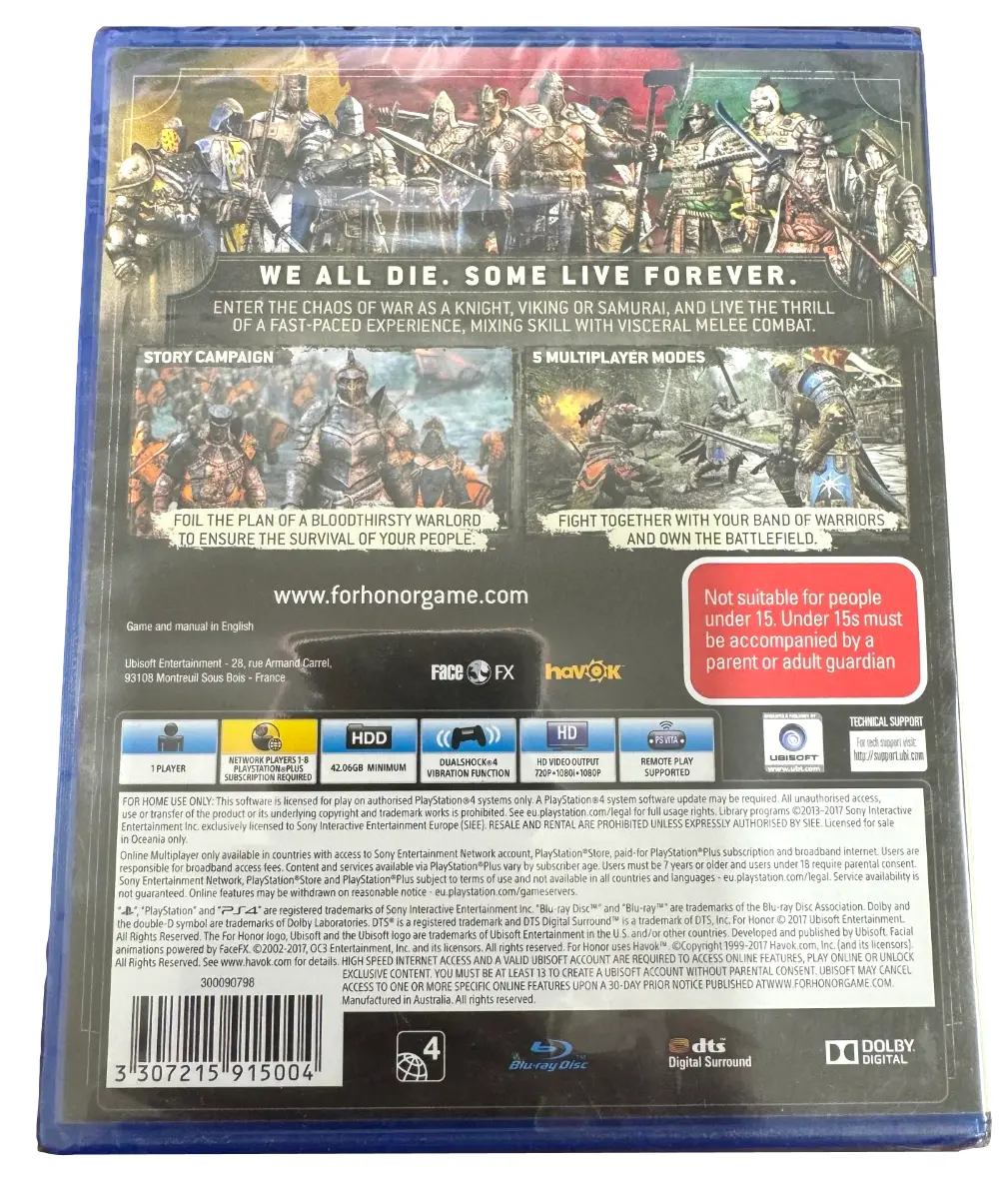 For Honor Sony Ps4 Playstation 4 *Brand New Sealed* 2