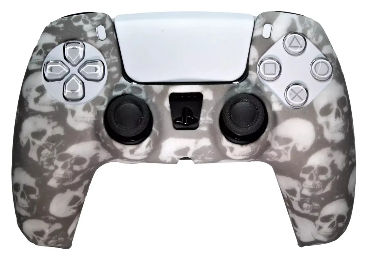 Silicone Cover For Ps5 Controller Case Skin  Grey Skulls 1