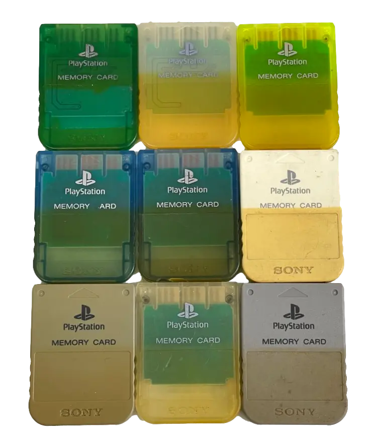 1 X Sony Playstation 1 Memory Card 1Mb Ps1 Genuine Stained Random Selection 1