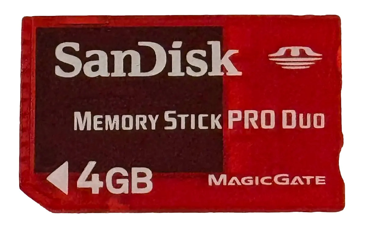 Red Sandisk 4Gb Sony Psp Memory Stick Pro Duo Memory Card Camera Memory Genuine (Preowned) 1
