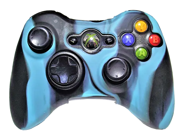 Silicone Cover For Xbox 360 Controller Skin Case Black/Aqua Swirls 1