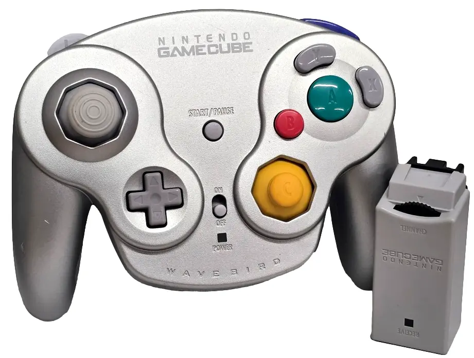 Platinum Nintendo Gamecube Wavebird Controller + Receiver Dongle Dol004 (Preowned) 1