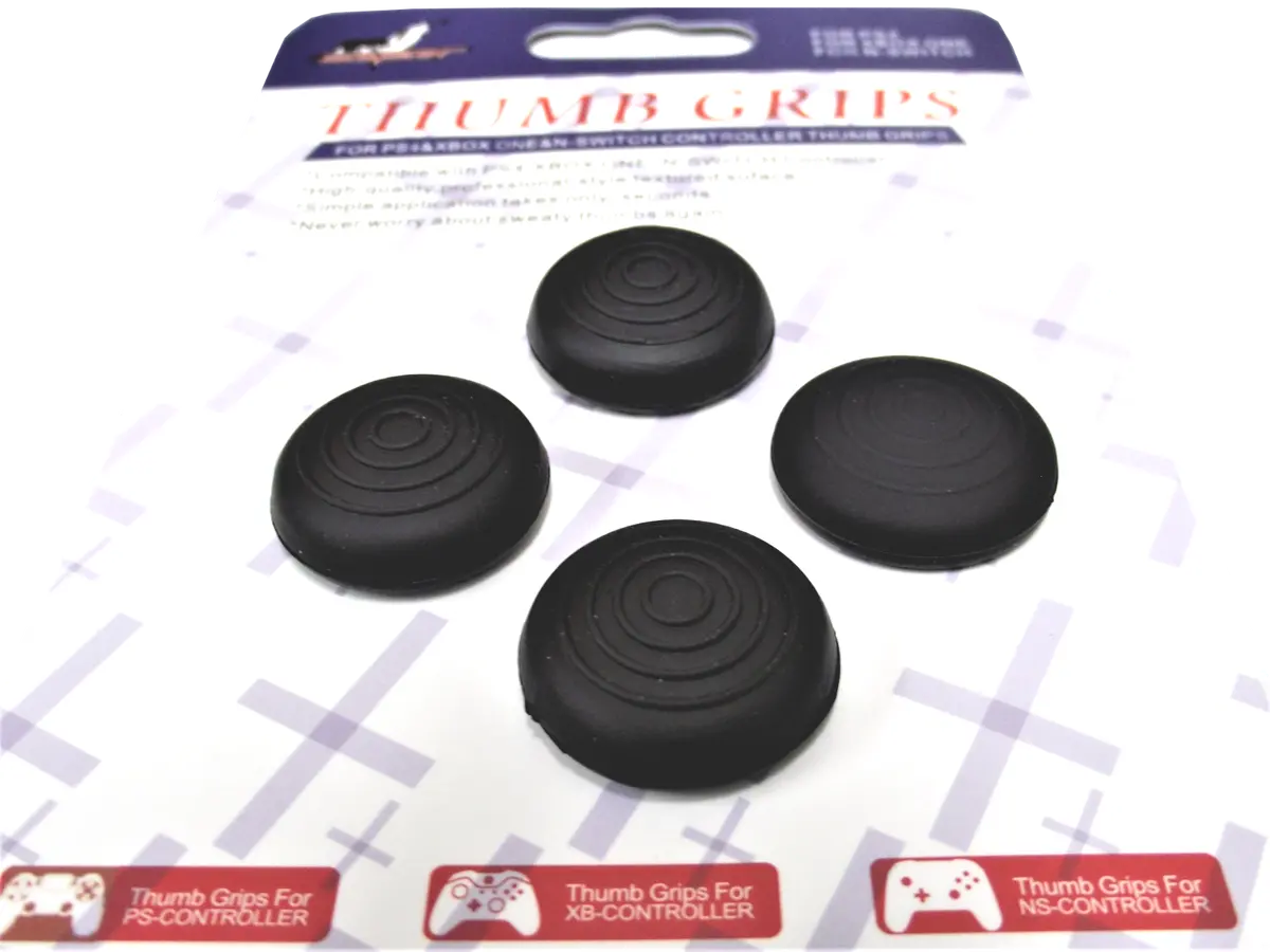4 X Thumb Grips For Ps4 Ps5 Xbox One Xbox Series X Toggle Cover - Black Stylised 1