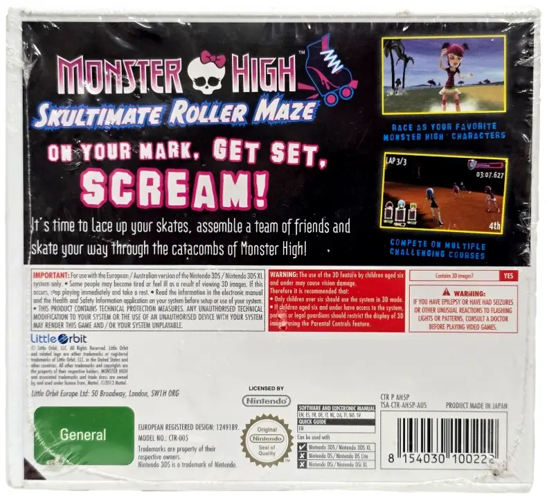 Monster High Skultimate Roller Maze Nintendo 2Ds 3Ds Game *Sealed* 2