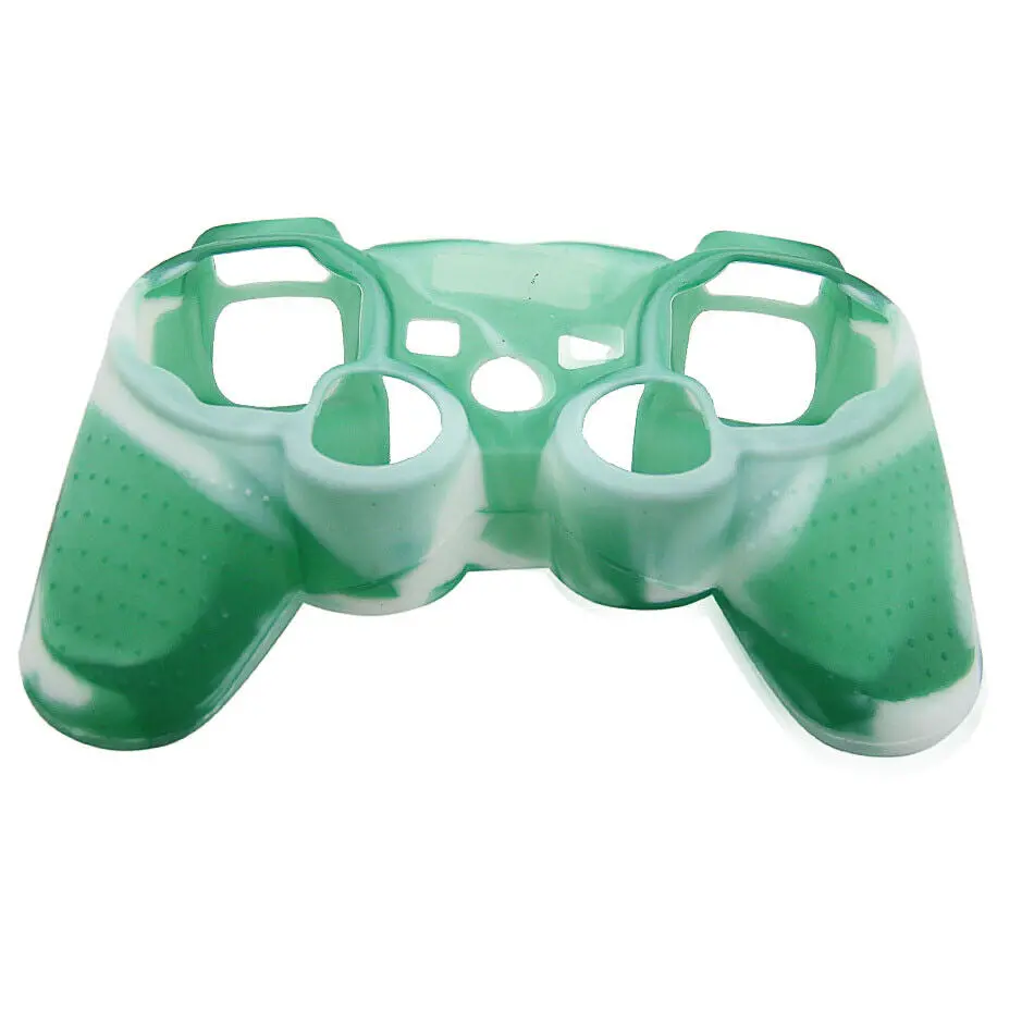Silicone Cover For Ps3 Controller Skin Case Green/White Swirls 1
