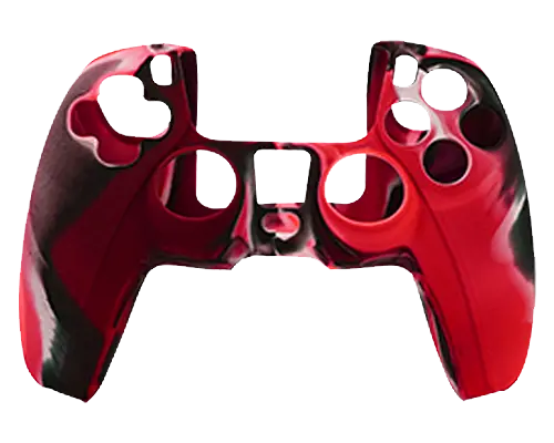 Silicone Cover For Ps5 Controller Case Skin - Red/Black Swirls 1