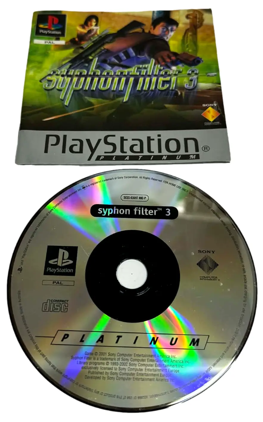 Syphon Filter 3 Ps1 Ps2 Ps3 Pal *Platinum Disk And Manual Only* (Preowned) 1