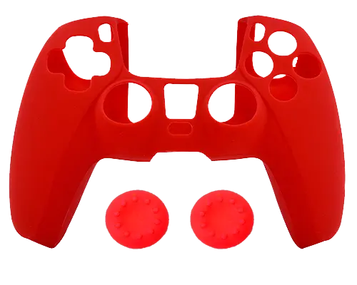 Silicone Cover + Thumb Grips For Ps5 Controller Case Skin  Red 1