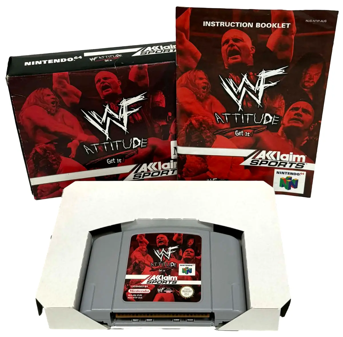 Wwf Attitude Get It ! Nintendo 64 N64 Boxed Pal *Complete* (Preowned) 1