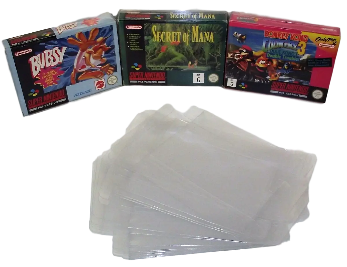 Super Nintendo Snes Box Clear Sleeve Protector Covers Protective Dropdown Menu 1