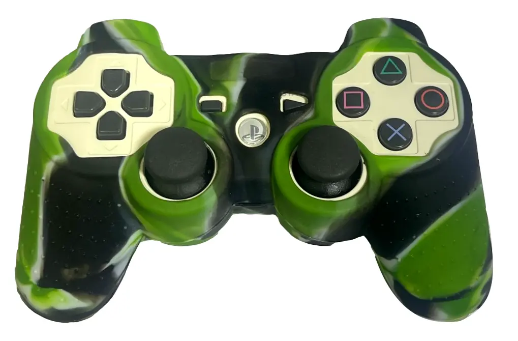 Silicone Cover For Ps3 Controller Skin Case Green And Black Swirl 1