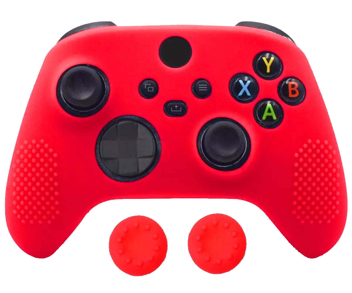 Silicone Cover + Thumb Grips For Xbox Series X Controller Case Skin  Red 1
