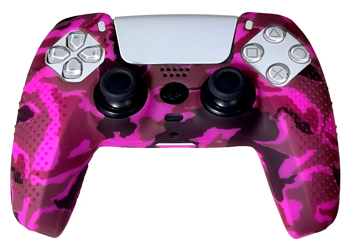 Silicone Cover For Ps5 Controller Case Skin - Hot Pink Camo 1
