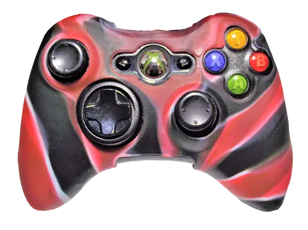 Silicone Cover For Xbox 360 Controller Skin Case Black Red Swirls 1
