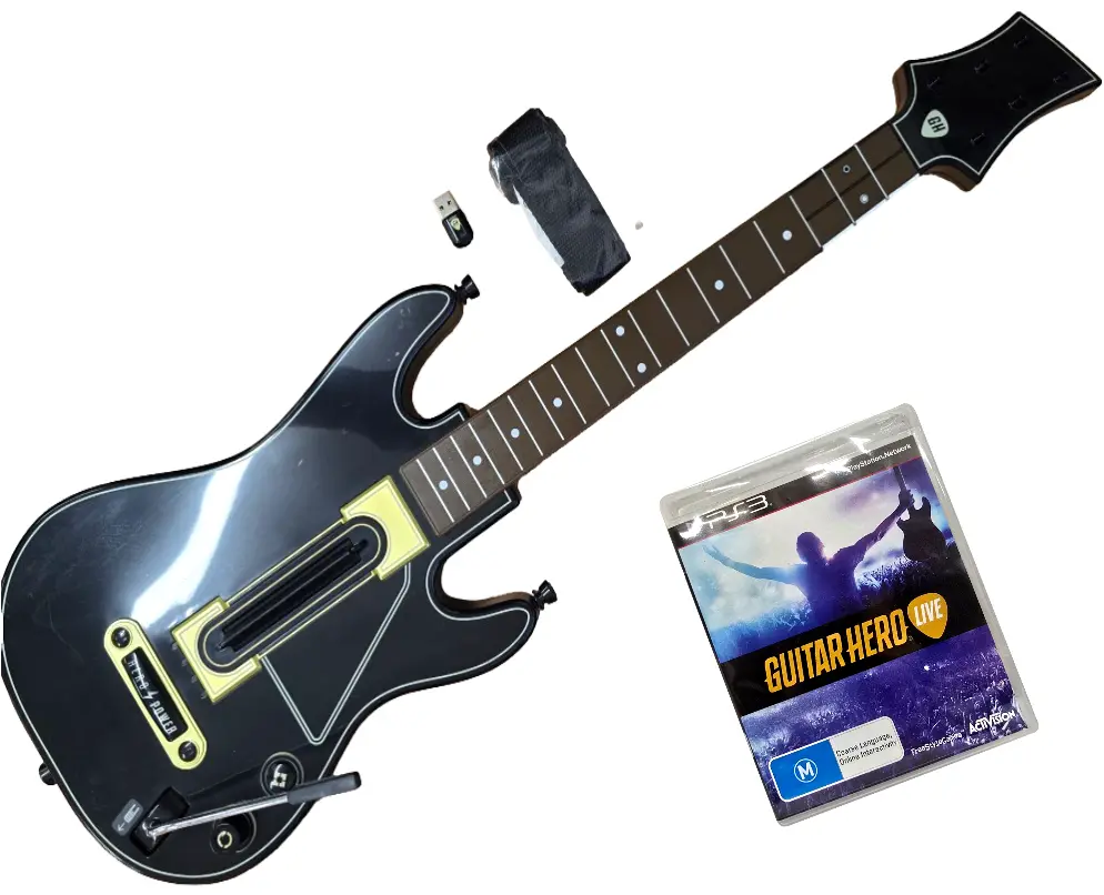 Guitar Hero Live Wireless Guitar + Dongle + Game For Sony Ps3 (Preowned) 1