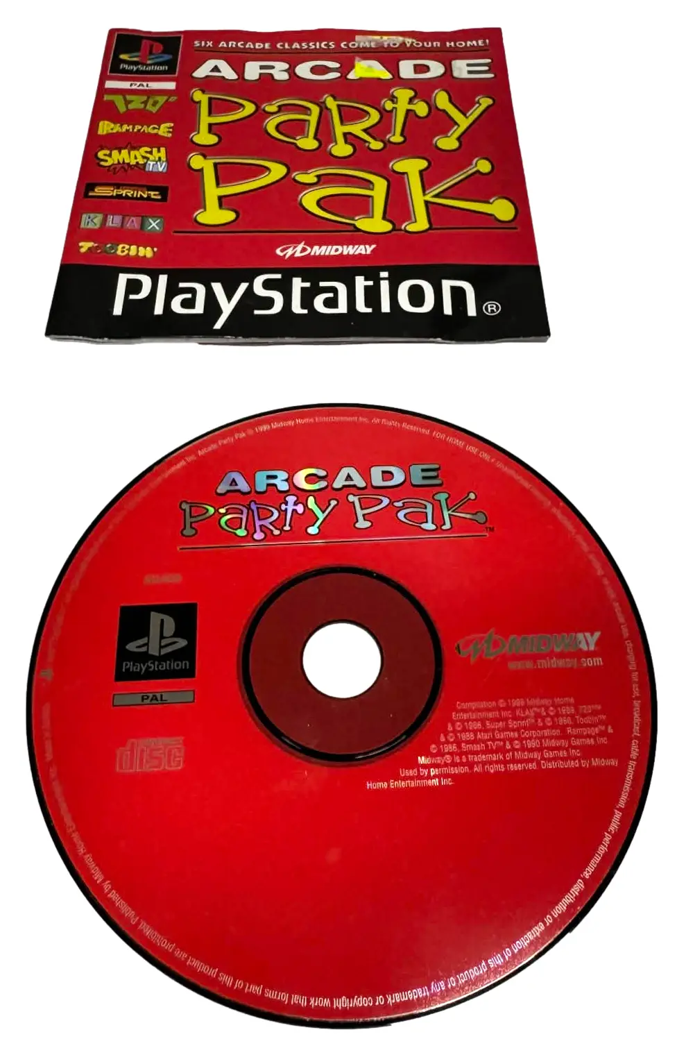 Midway Arcade Party Pack Ps1 Ps2 Ps3 Pal *Disk And Manual Only* Rampage Etc (Preowned) 1