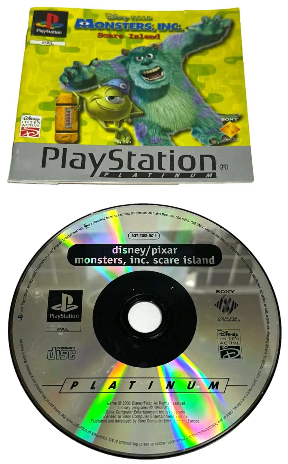Monsters Inc Scare Island Ps1 Ps2 Ps3 Pal *Platinum Disk And Manual Only* (Preowned) 1