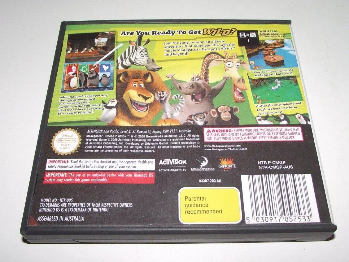 Madagascar Escape 2 Africa Nintendo Ds 2Ds 3Ds Game *Complete* (Preowned) 2
