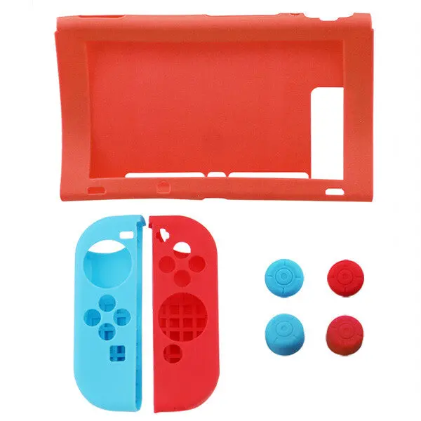 Silicone Cover For Switch Console 7 Piece Set Joy Con Skin Case Red 1