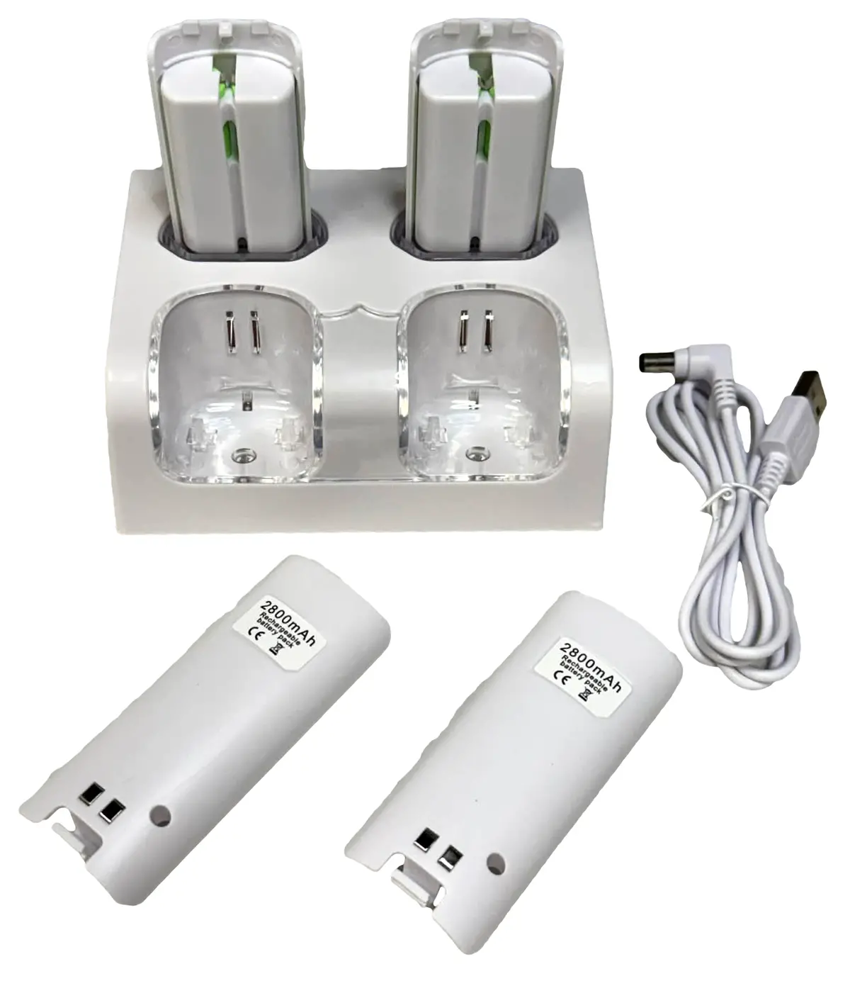 4 In 1 Dual Controller Charging Station Dock Set For Nintendo Wii  White Battery 1