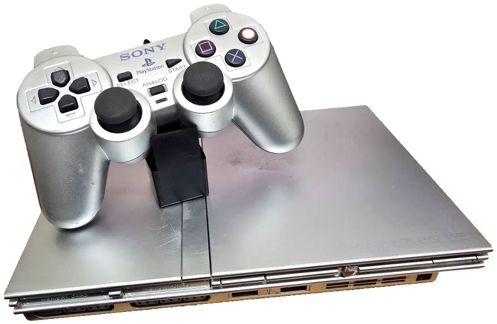 Silver Playstation 2 Slim Ps2 Console + Dual Shock Controller + Hdmi Adapter Pal (Refurbished) 1