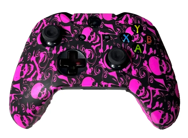 Silicone Cover For Xbox One Controller Skin - Hot Pink Skulls 1