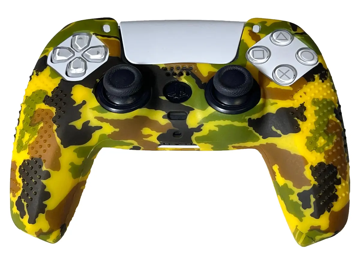 Silicone Cover For Ps5 Controller Case Skin - Yellow Studded Camo 1