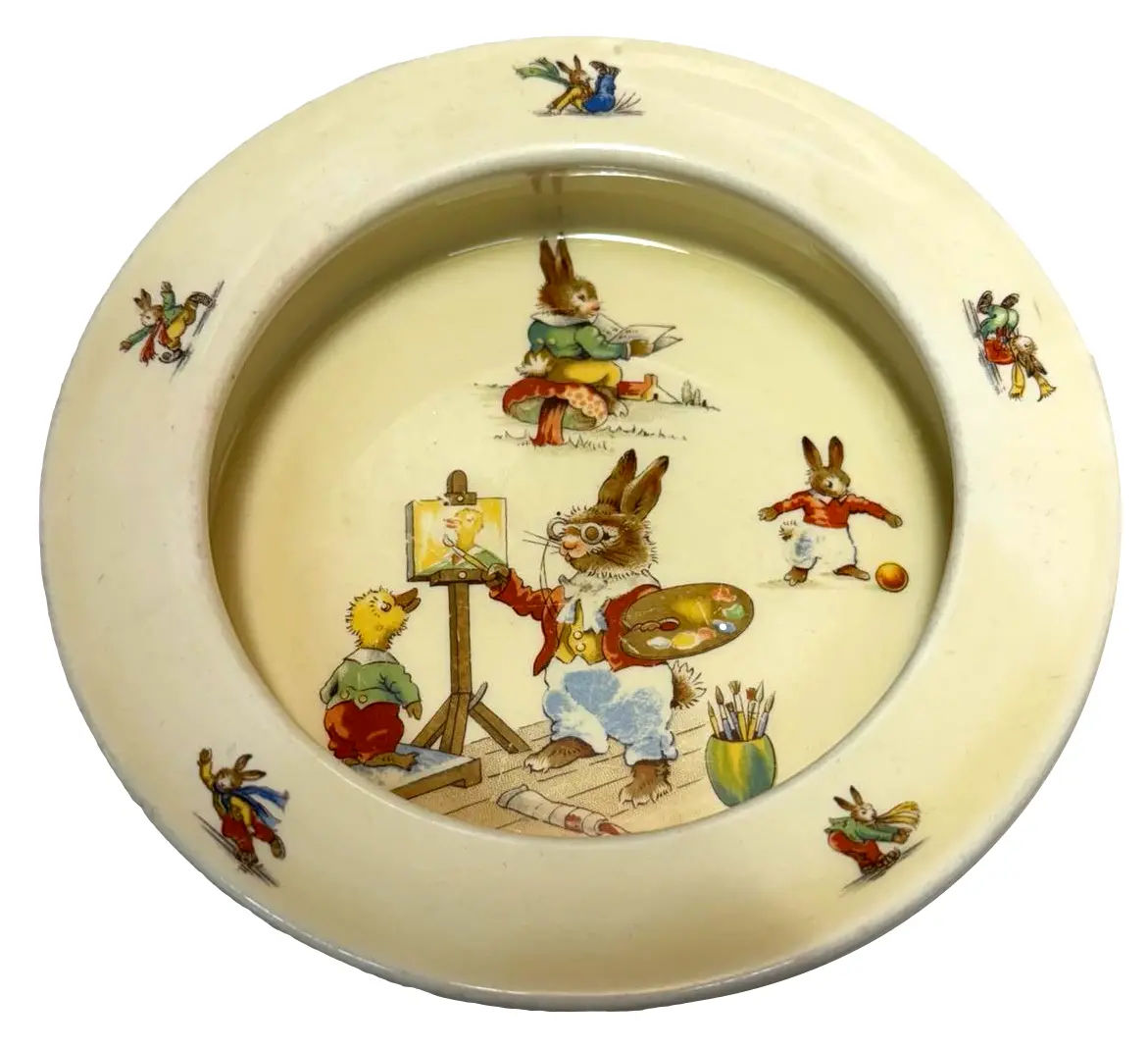Royal Winton Bunny's Playtime Baby Bowl Feeder Vintage 1