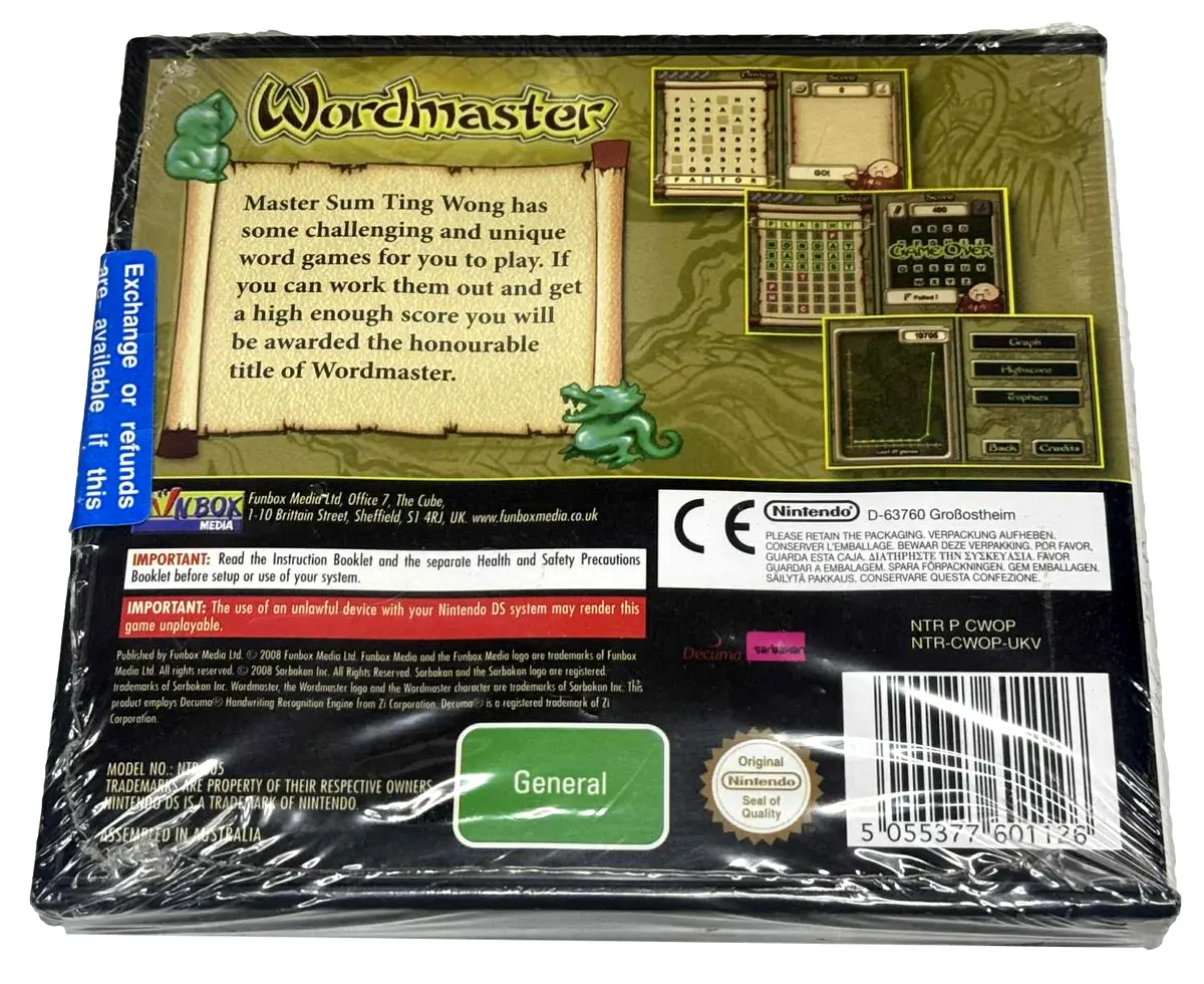 Wordmaster Nintendo Ds 2Ds 3Ds Game *Brand New* Sealed 2