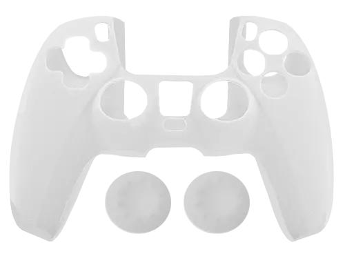 Silicone Cover + Thumb Grips For Ps5 Controller Case Skin  White 1