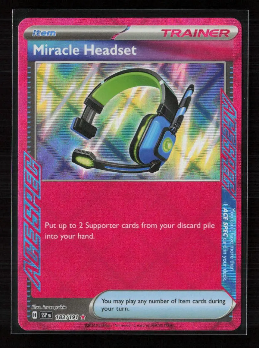 Miracle Headset Ace Spec Rare Sv08: Surging Sparks 183/191 Nm 1