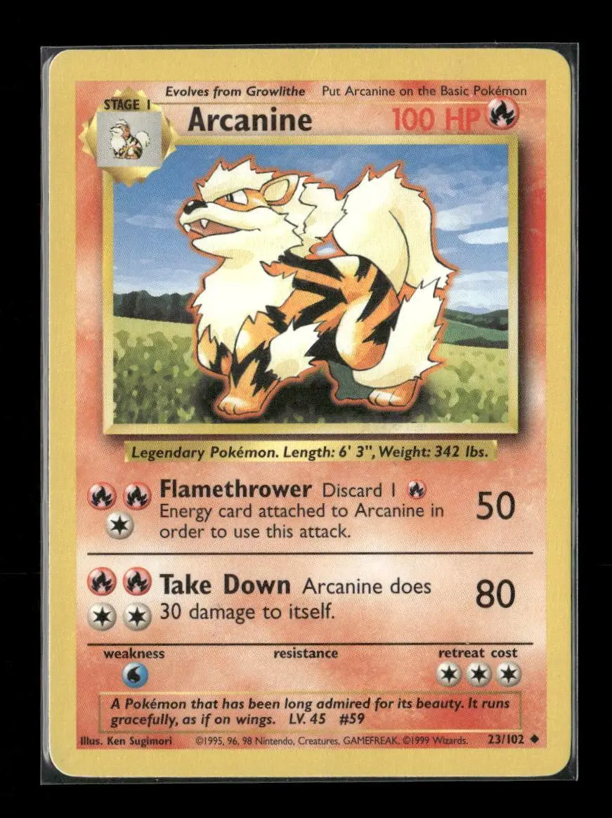 Arcanine Uncommon Base Set 023/102 Lp 1