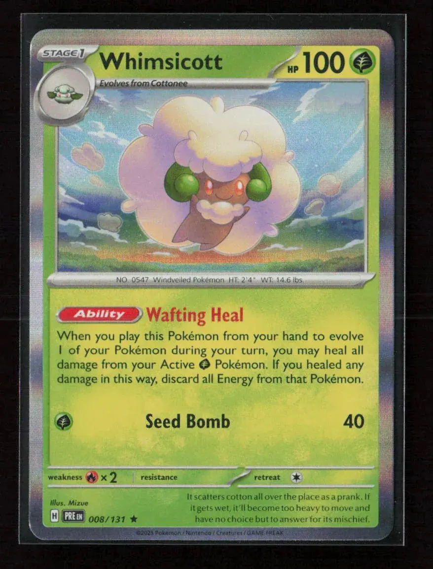 Whimsicott Rare Sv: Prismatic Evolutions 008/131 Nm 1