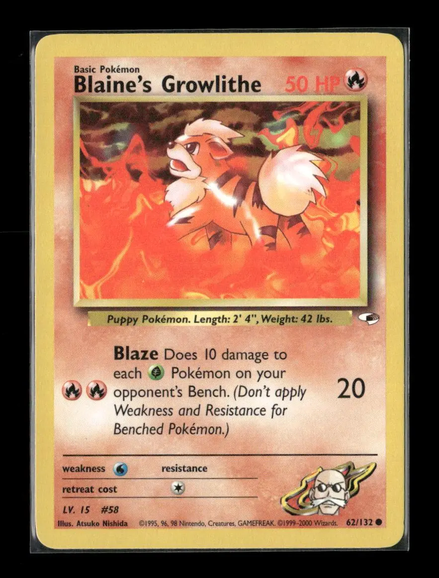 Blaine's Growlithe (62) Common Gym Heroes 062/132 Lp 1