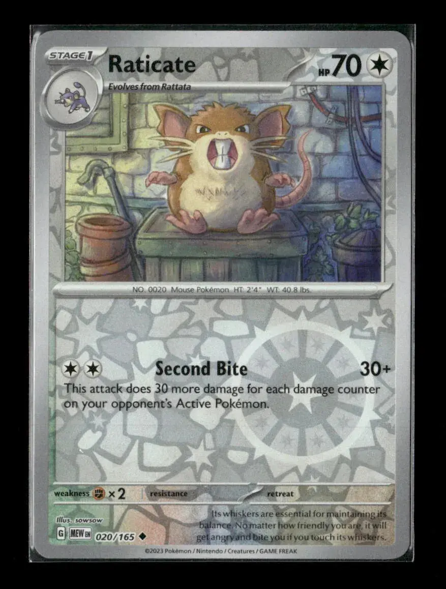 Raticate Uncommon Sv: Scarlet & Violet 151 020/165 Lp 1
