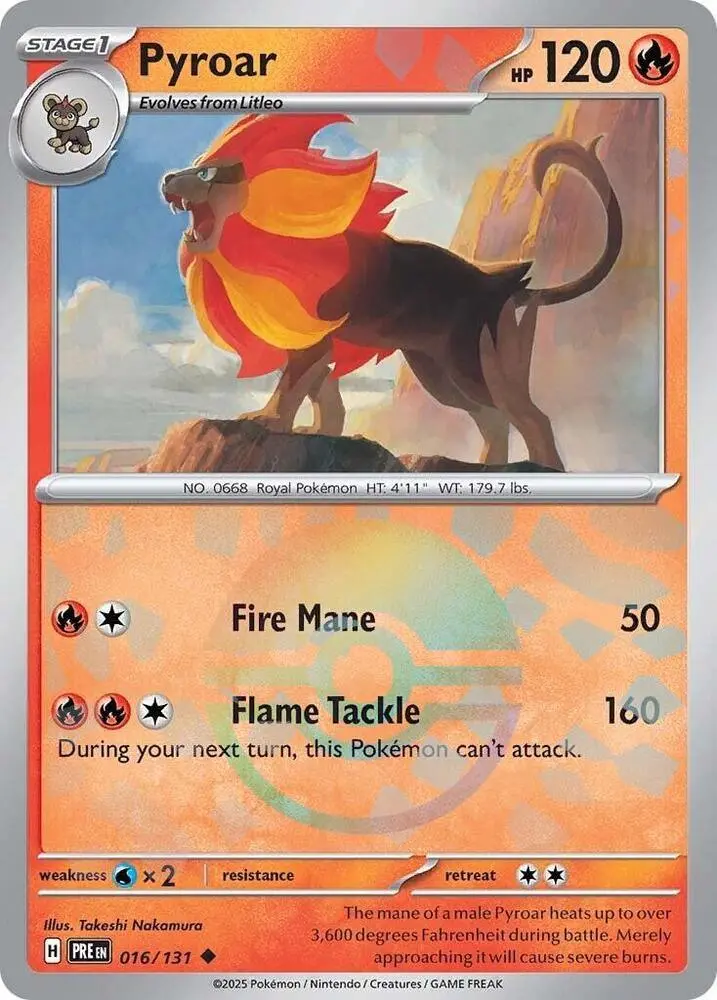 Pyroar (Poke Ball Pattern) Uncommon Sv: Prismatic Evolutions 016/131 Nm 1