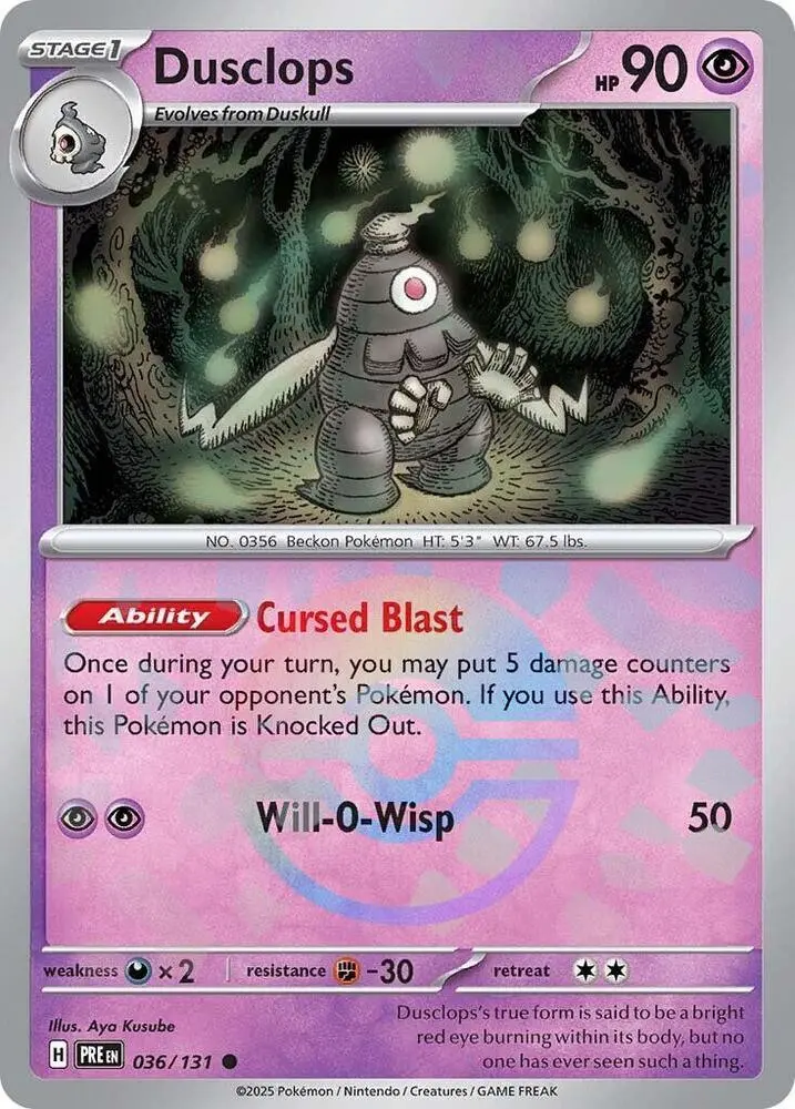 Dusclops (Poke Ball Pattern) Common Sv: Prismatic Evolutions 036/131 Nm 1