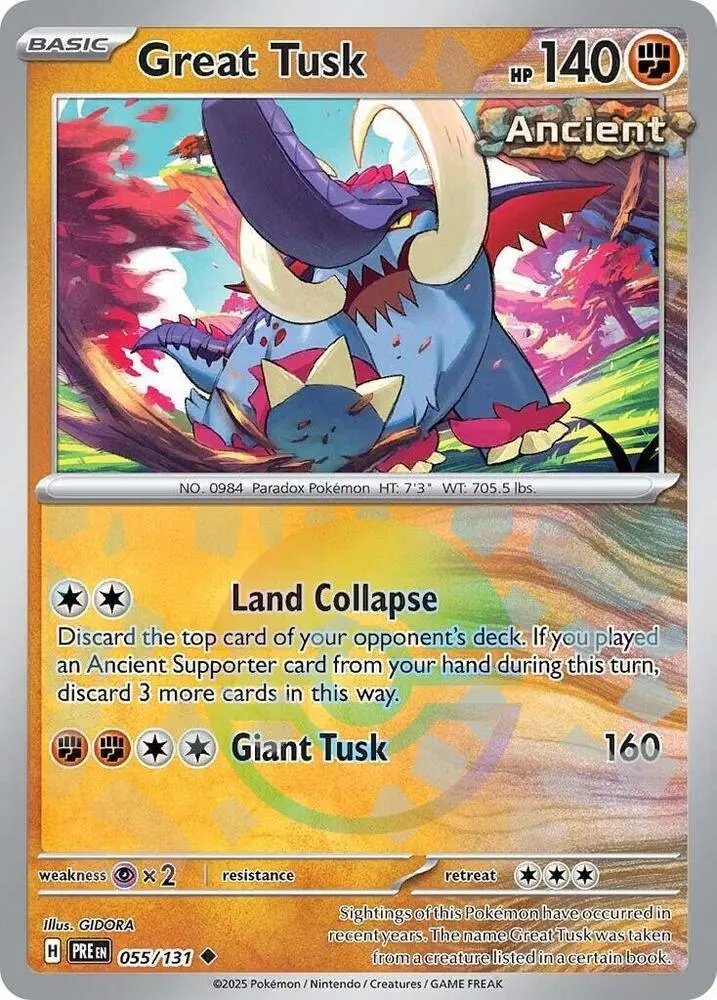 Great Tusk (Poke Ball Pattern) Uncommon Sv: Prismatic Evolutions 055/131 Nm 1