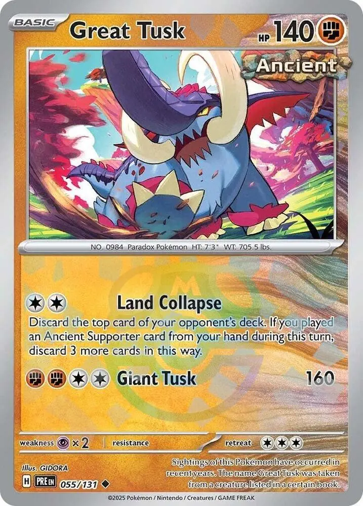 Great Tusk (Master Ball Pattern) Uncommon Sv: Prismatic Evolutions 055/131 Nm 1