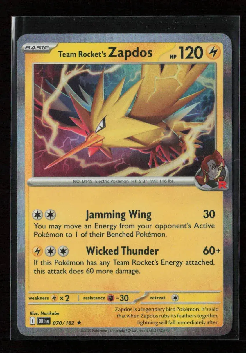 Team Rocket's Zapdos Rare Sv10: Destined Rivals 070/182 Nm 1
