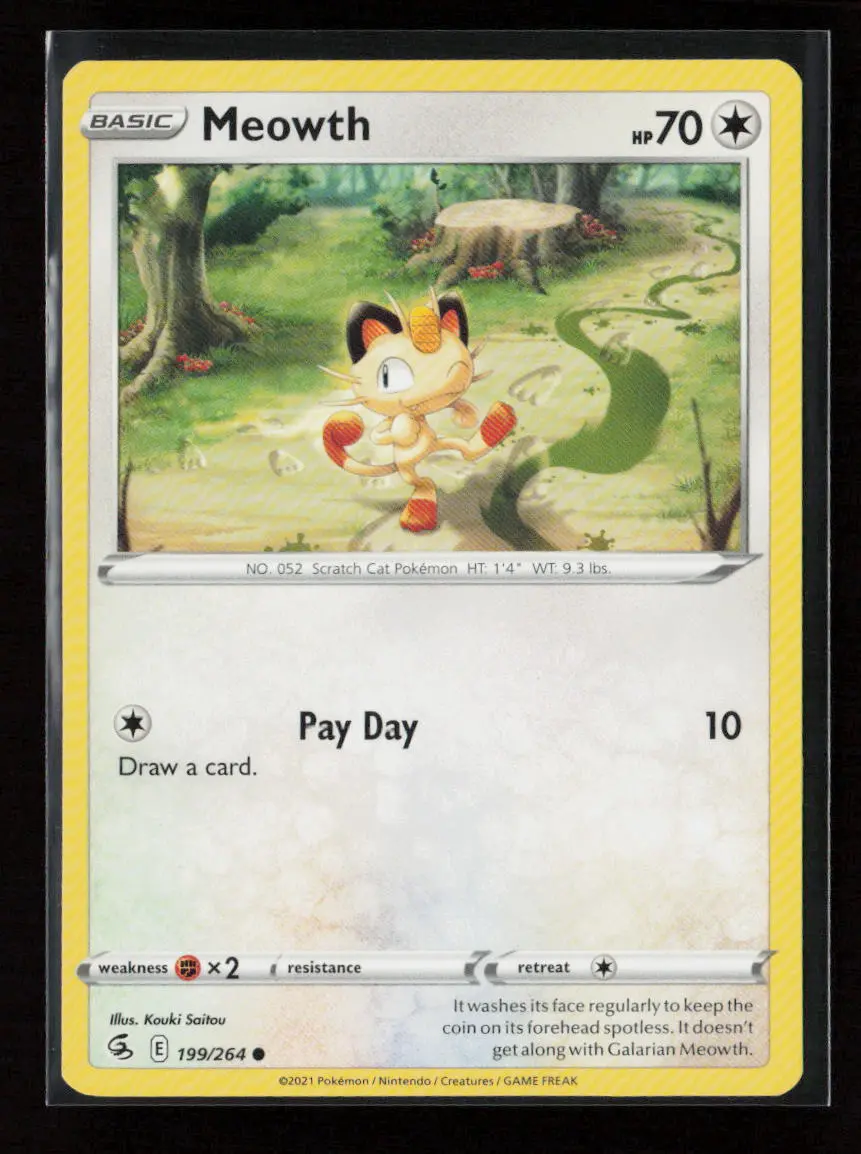 Meowth Common Swsh08: Fusion Strike 199/264 Lp 1