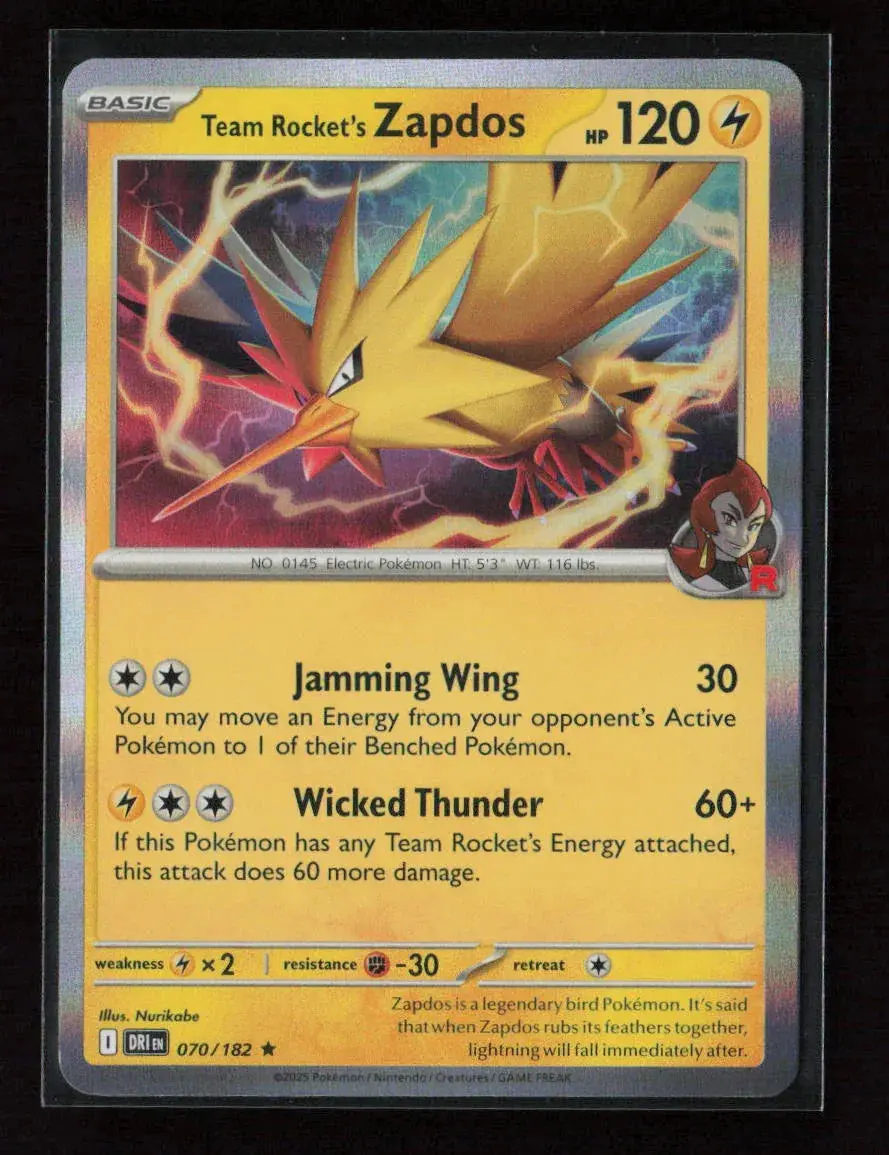 Team Rocket's Zapdos Rare Sv10: Destined Rivals 070/182 Nm 1