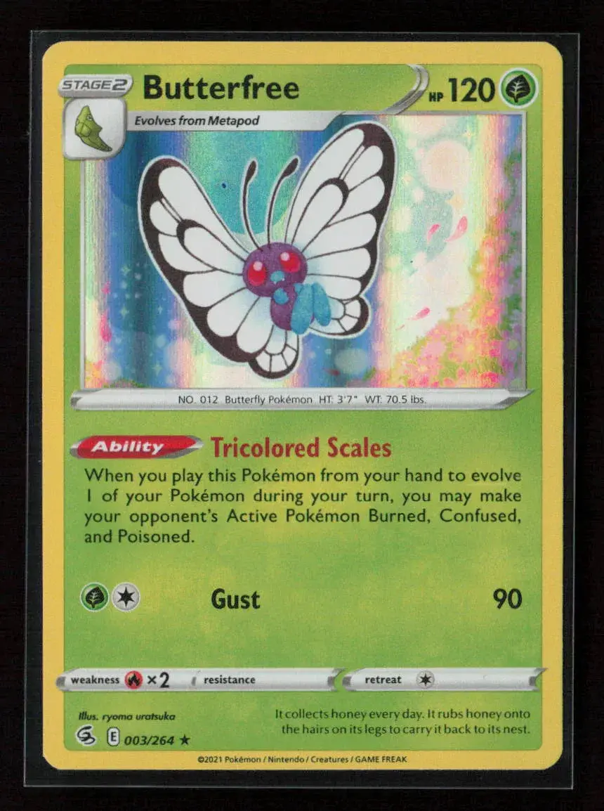 Butterfree Holo Rare Swsh08: Fusion Strike 003/264 Nm 1